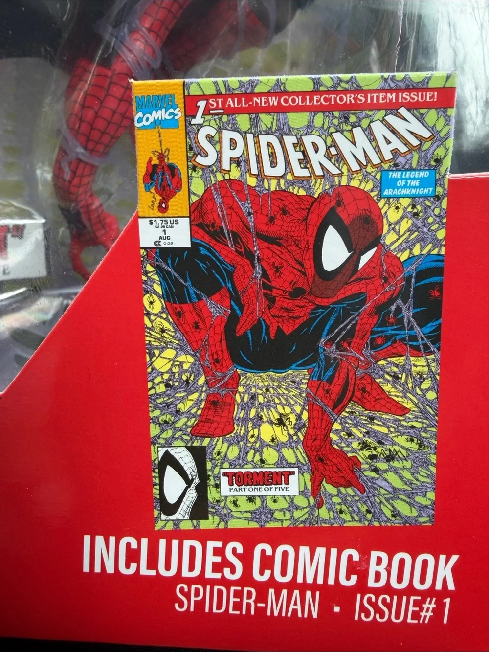 Marvel Spider-Man Red and Black Action Figure with Comic Book